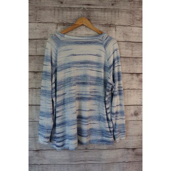Sonoma 1X Blue Striped Pattern Pullover Sweater - Picture 2 of 4